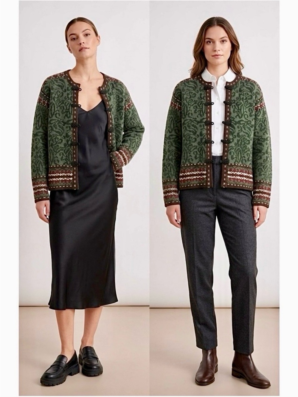Nordic Design Wool Blend Sweater Cardigan Jacket Size Small